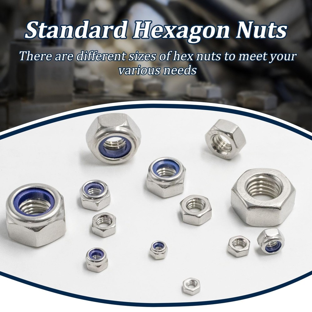 Vifmy Metric Hex Nuts&Locknuts Nuts and Locknuts,360 Pcs, Silver