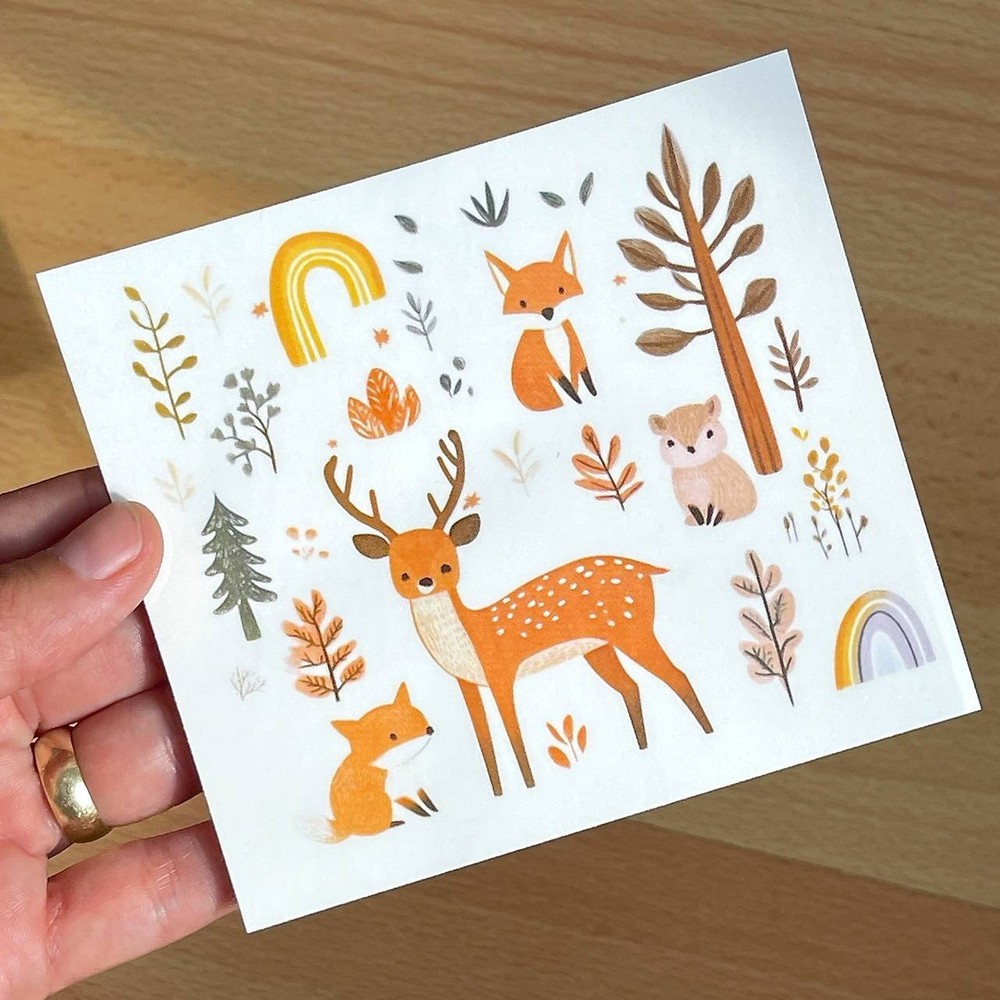 Temporary tattoo sheet Autumn Forest, Tiny Colorful Tattoos, Fall Forest