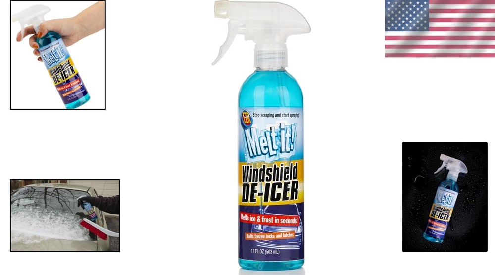 Instant Ice Melting Spray - 17 Fl Oz De-Icer for Windshields, Windows & Mirrors