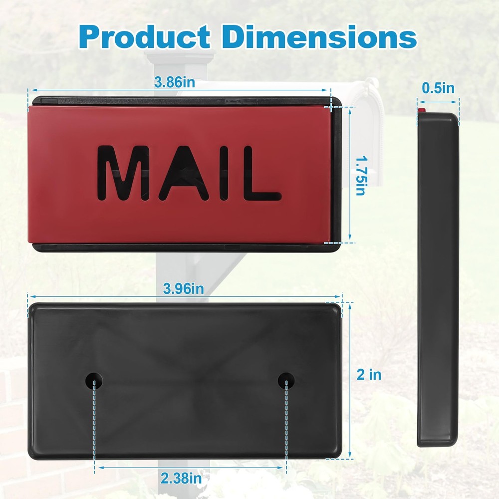 Mailbox Flag Front Mount Brick Stone Mailbox Stylish Replacement 4" x 2" Black