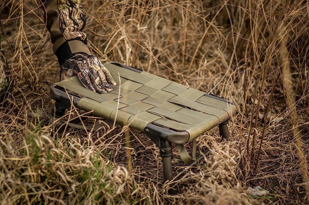 HS Strut Seat with Folding Legs & 2 " Nylon Webbed Seat | Durable Compact