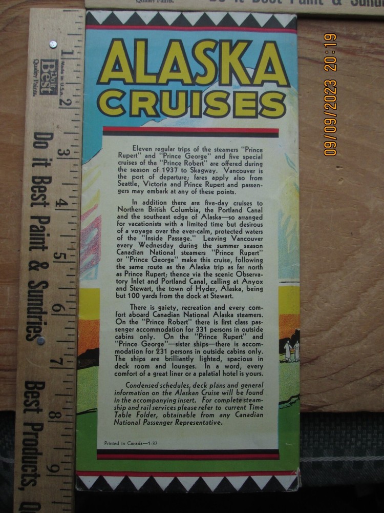 Alaska & Pacific Coast Cruises brochure 1937