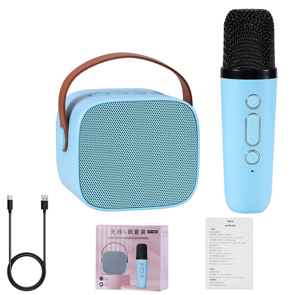 Portable Bluetooth Speaker Karaoke Machine System Microphone Party Light For Kid