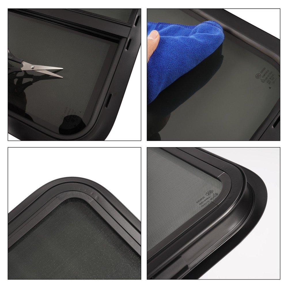 24" W X 20" H RV Window Horizontal Slide W/ Trim Ring For RV Cargo Trailer