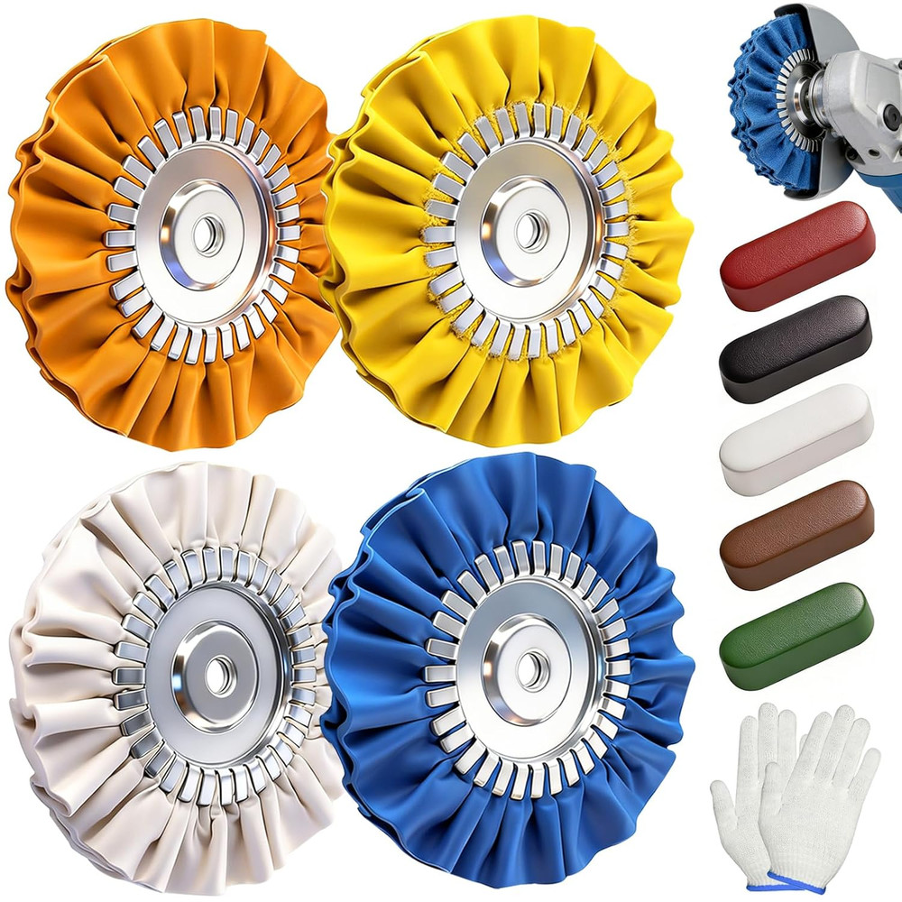 8 Inch Airway Buffing Wheel with Compound for Angle Grinder,9Pcs Buffer Polishin