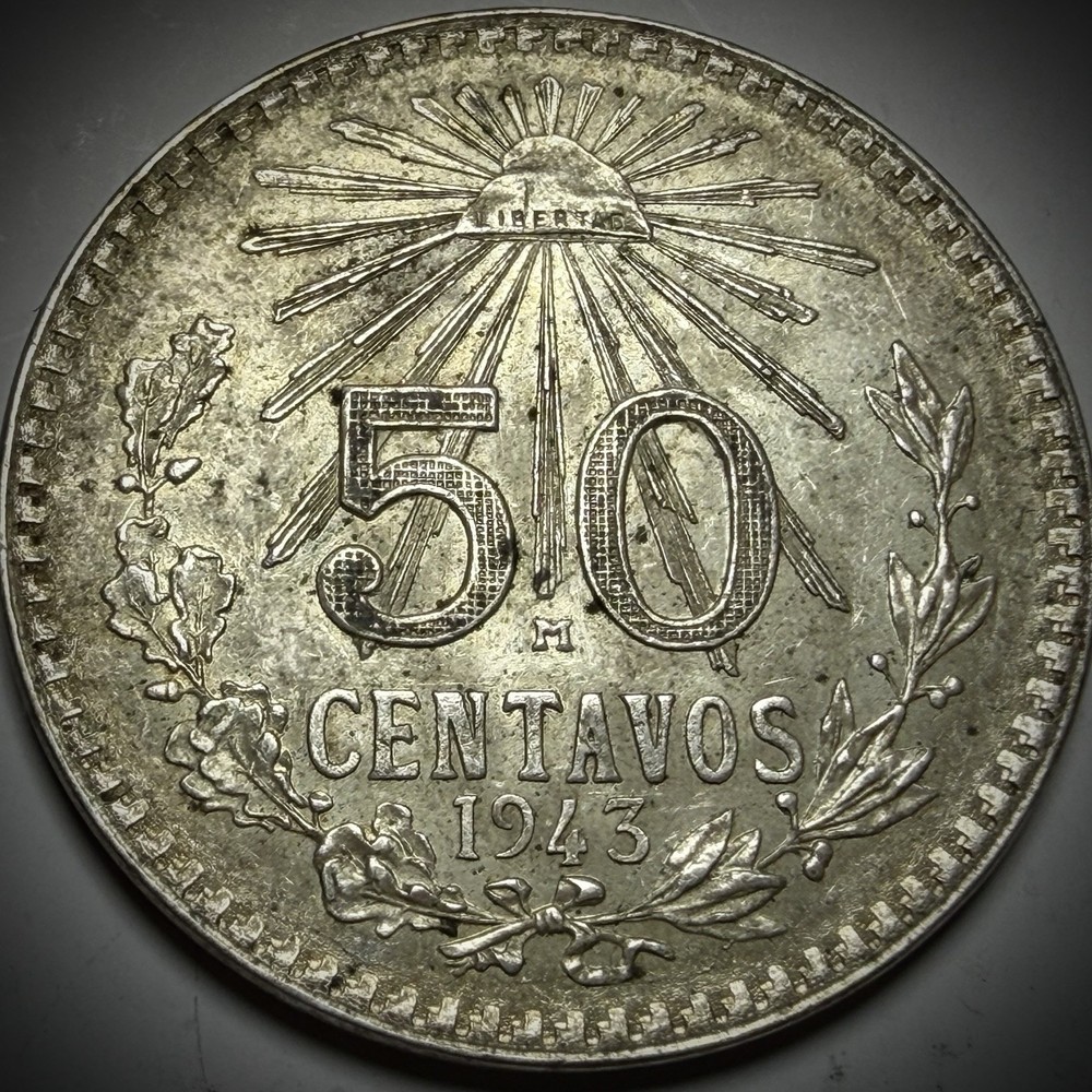Mexico 1943 Fifty Centavos Silver Coin