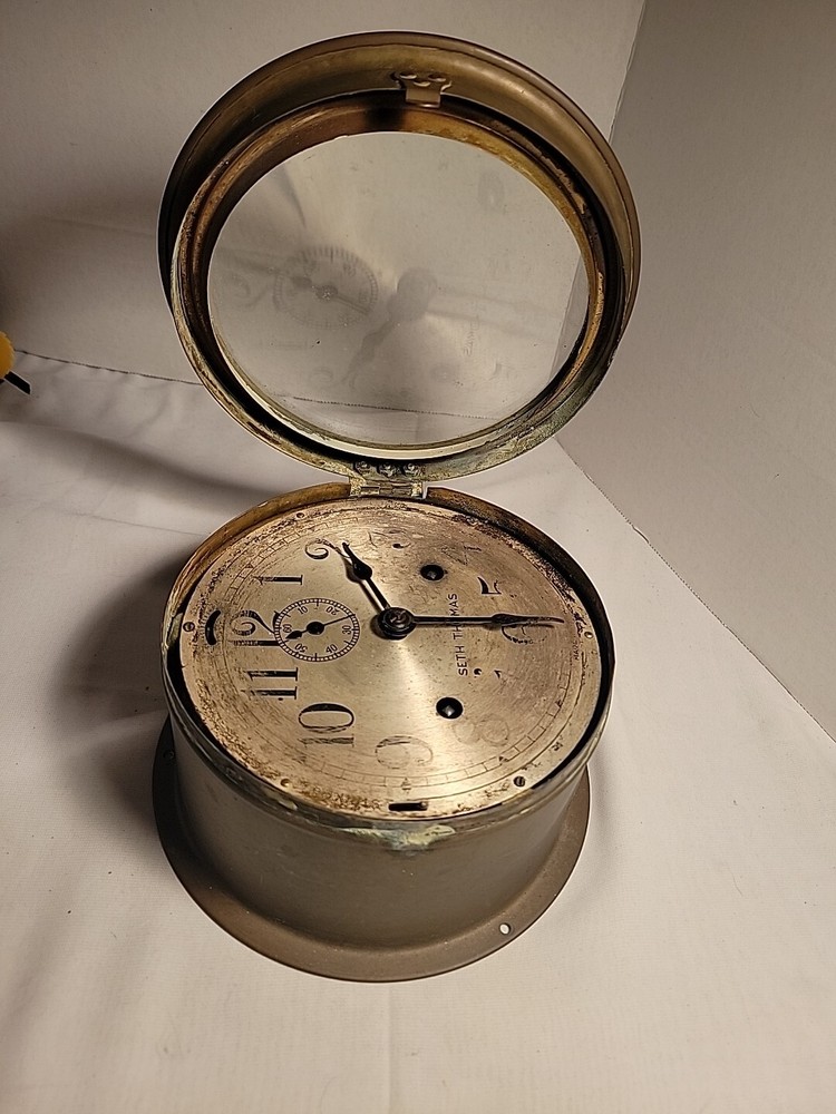 Seth Thomas Antique Ships Bell Clock Brass