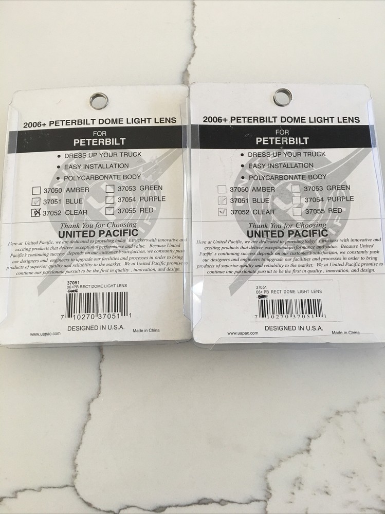2 Clear Rectangular Dome Light Lens For 2006+ Peterbilt United Pacific New 37052