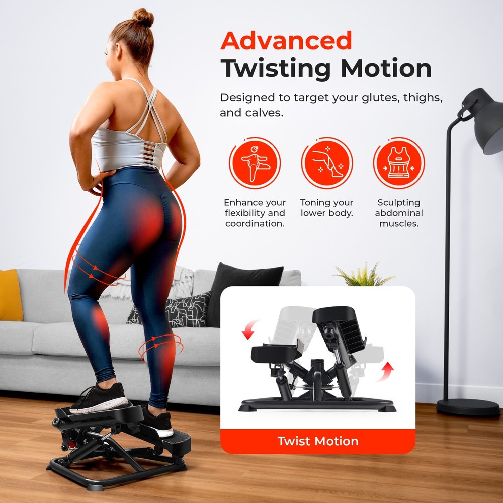 Compact Smart Twist Stepper Machine Engages The Entire Body and Core Workout