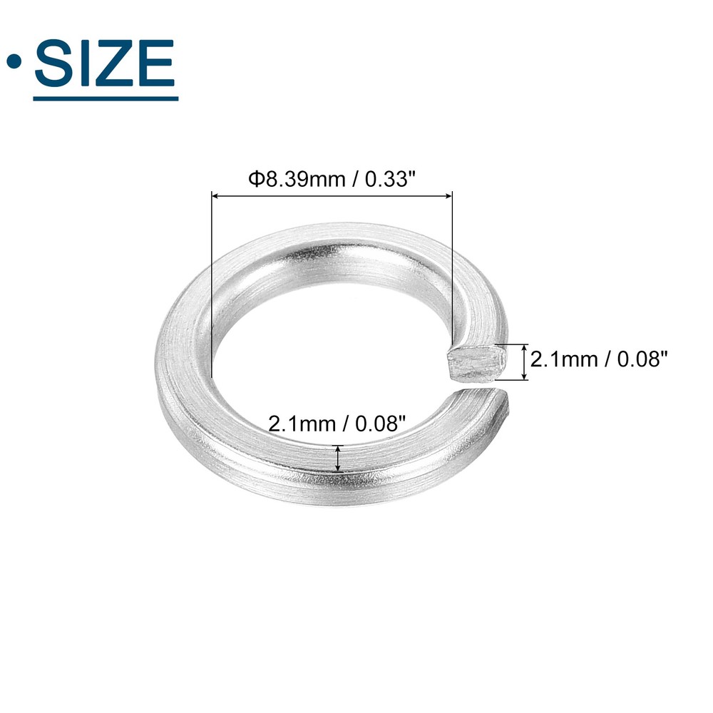 M8 Split Lock Washer, 150Pcs 304 Stainless Steel Spring Lock Washers