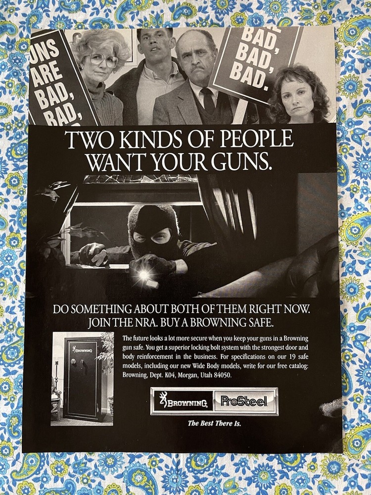 Vintage 1990 Browning Gun Safe Print Ad - Ad Only