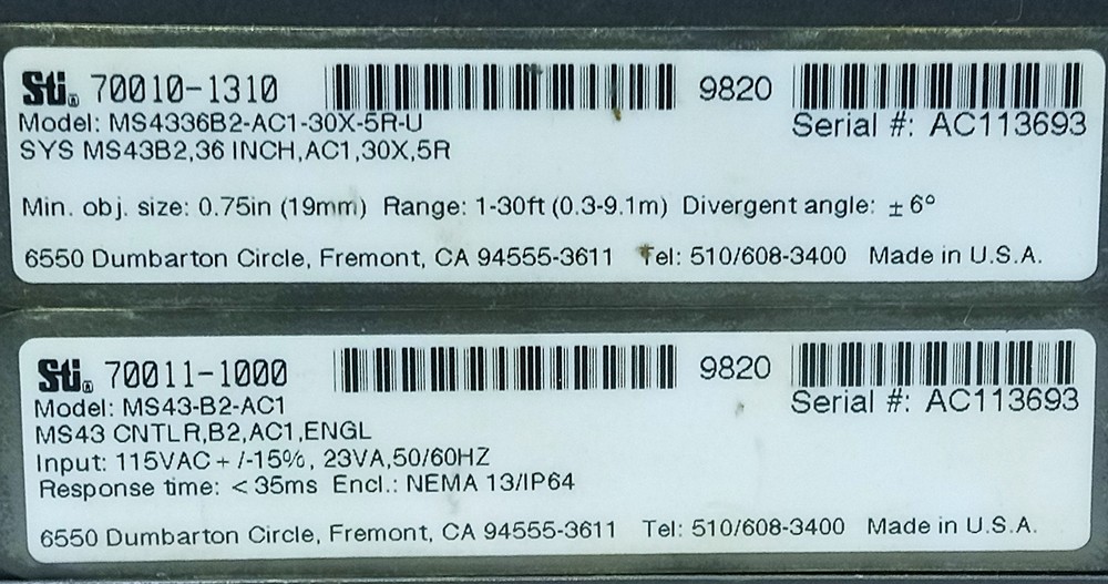 Omron STI 4300B-2 MiniSafe FlexSafe Light Curtain Controller