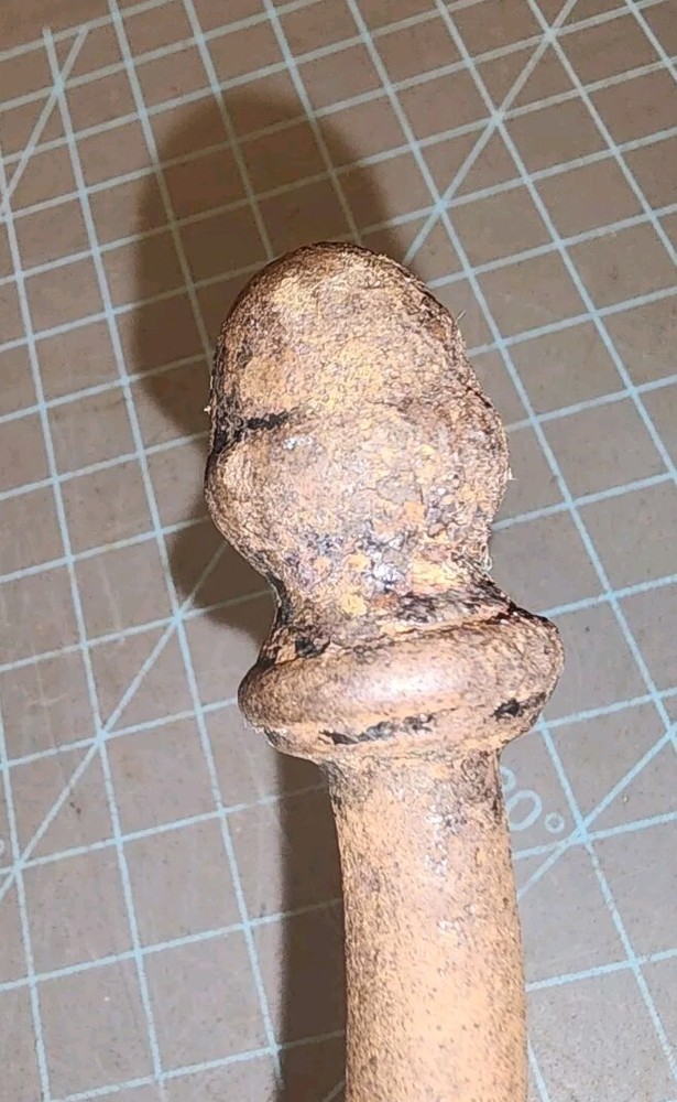 ANTIQUE LARGE DOUBLE COAT HAT HOOK CAST IRON WALL MOUNTED ACORN TIP - gwT4