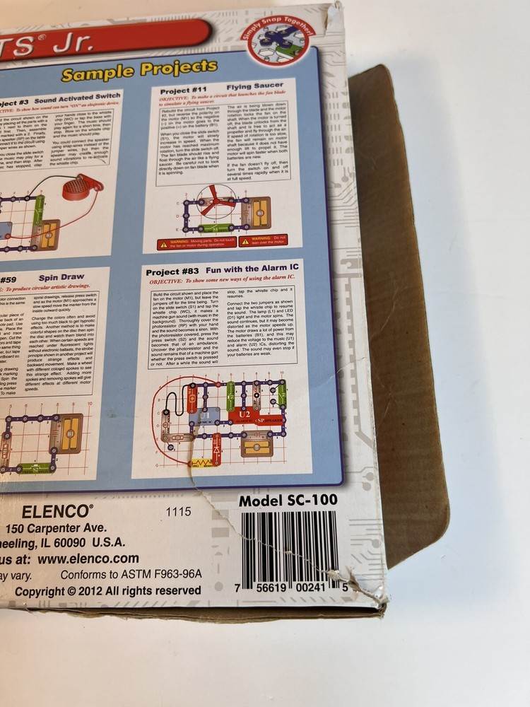 ELENCO Snap Circuits Jr. SC-100 Electronics Discovery Kit - Incomplete