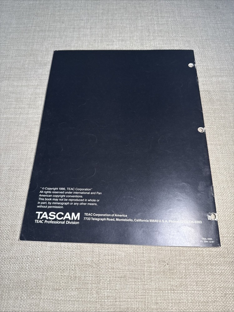 Tascam Understanding Synchronization 20 Page Original Manual