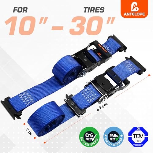 Heavy Duty Wheel Chock Tie Down Kit, 4400lbs Break Strength 6ft - 2 Pack