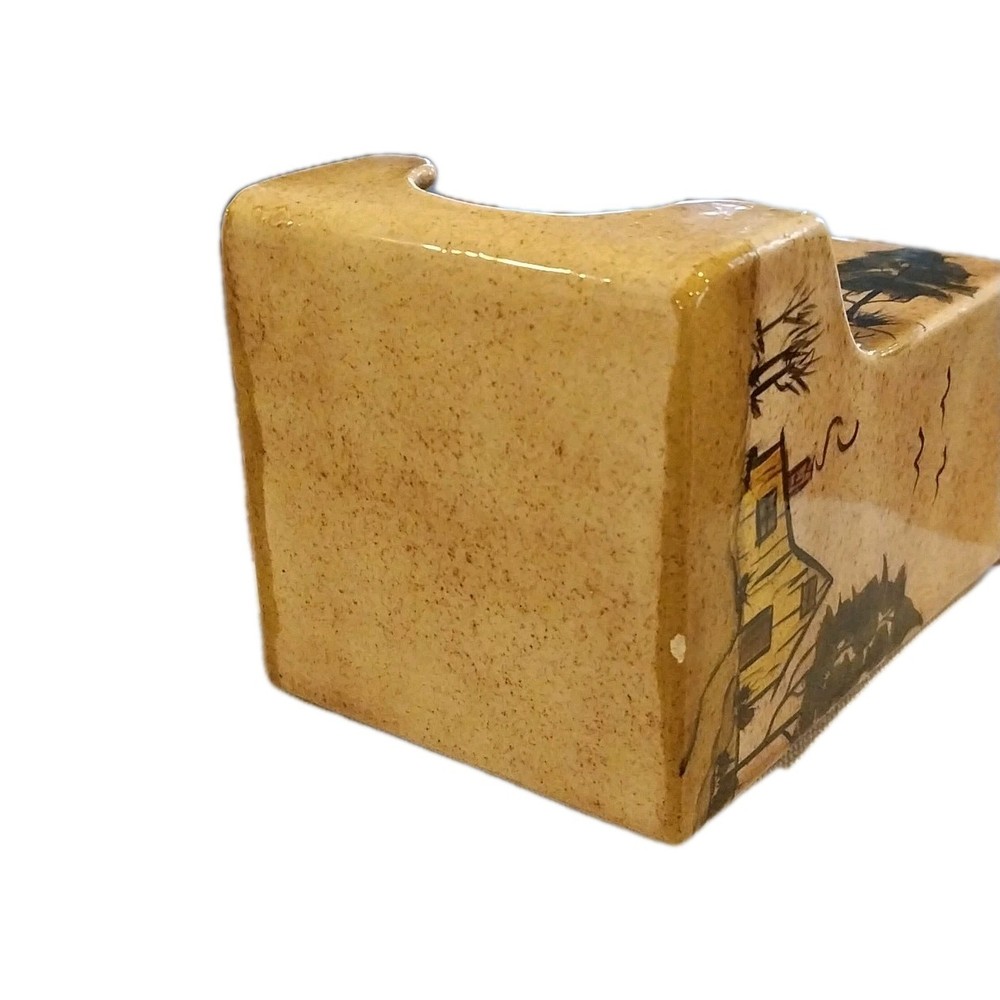 Vintage Match Holder Ceramic Hand Painted Cabin Rustic Cottagecore Wall READ