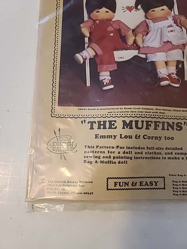 NIP Rag A Muffins - Make A Muffin - Emmy Lou & Corny - Doll Pattern