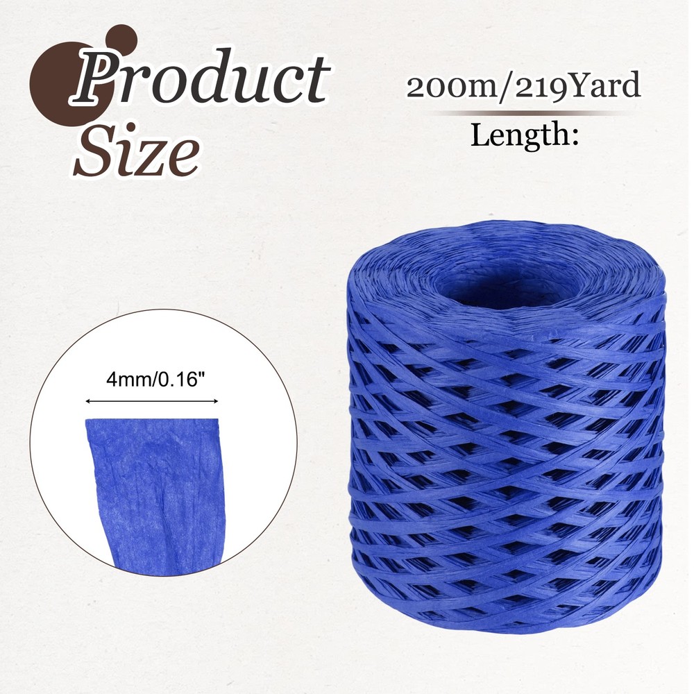 219 Yard Raffia Paper Craft Ribbon, Raffia Twine String, Dark Blue