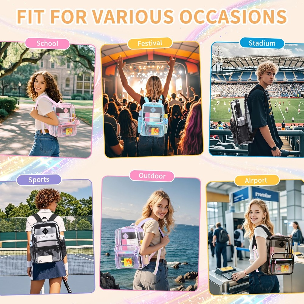 Clear Backpack Heavy Duty Transparent Backpack for School Clear Bags