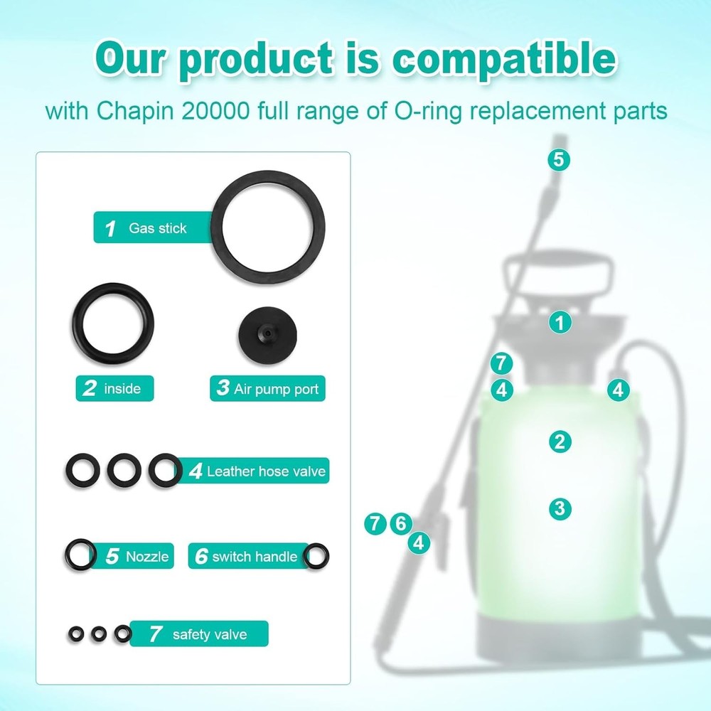 Complete Garden Sprayer Seal Ring Set - 11 Rubber Gaskets for Efficient Spraying