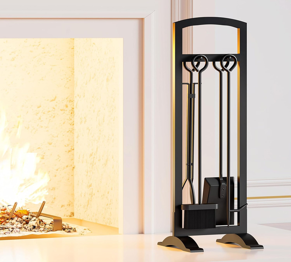 Compact 5-Piece Lightweight Fireplace Tool Set - Stylish Fire Pit Accessories
