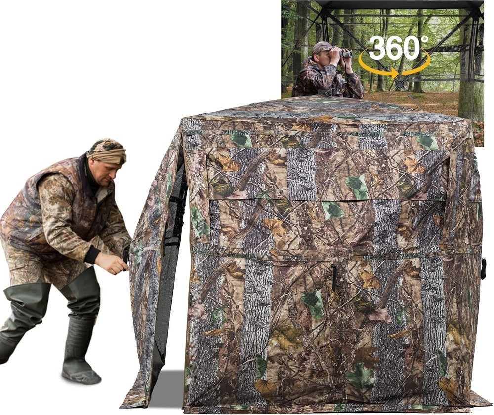 Sturdy Hunting Blind with Silent-Slide Windows