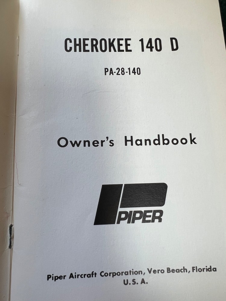 Piper Cherokee 140 D Owner's Handbook