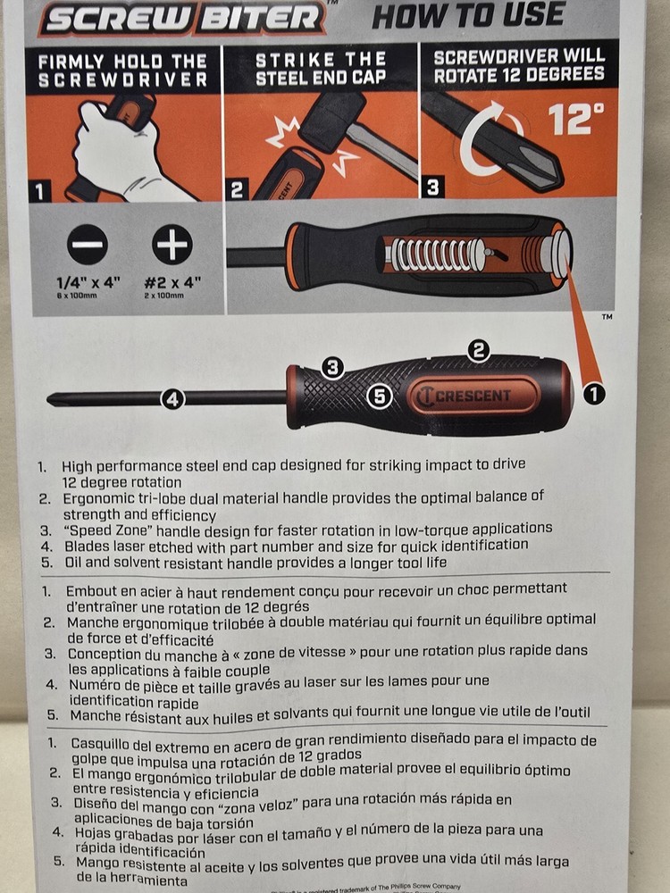 Crescent 2 Pc Impact Extraction Screwdriver Set Screw Biter
