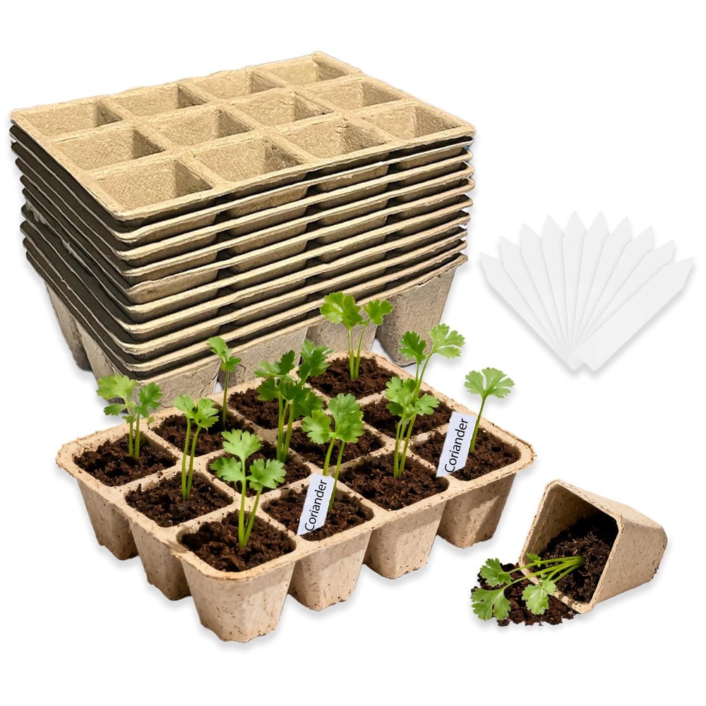 10-Pack Seed Starter Trays – Peat Pots for Seedlings, 120 Biodegradable Seed ...