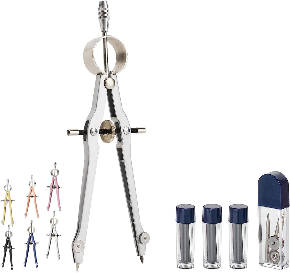 - Professional Compass for Geometry, Extra Lead, Metal Compass, Compass, Compass