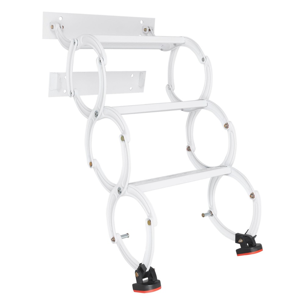 3 Steps Wall Mounted Retractable Ladder Pull Down Telescoping Step Ladder White
