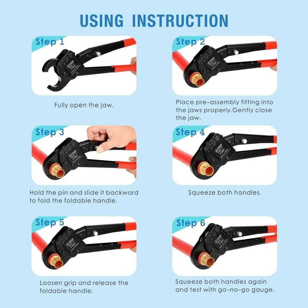 Angle Head PEX Pipe Crimping Tool for Copper Rings 1-inch Angle Single Crimper