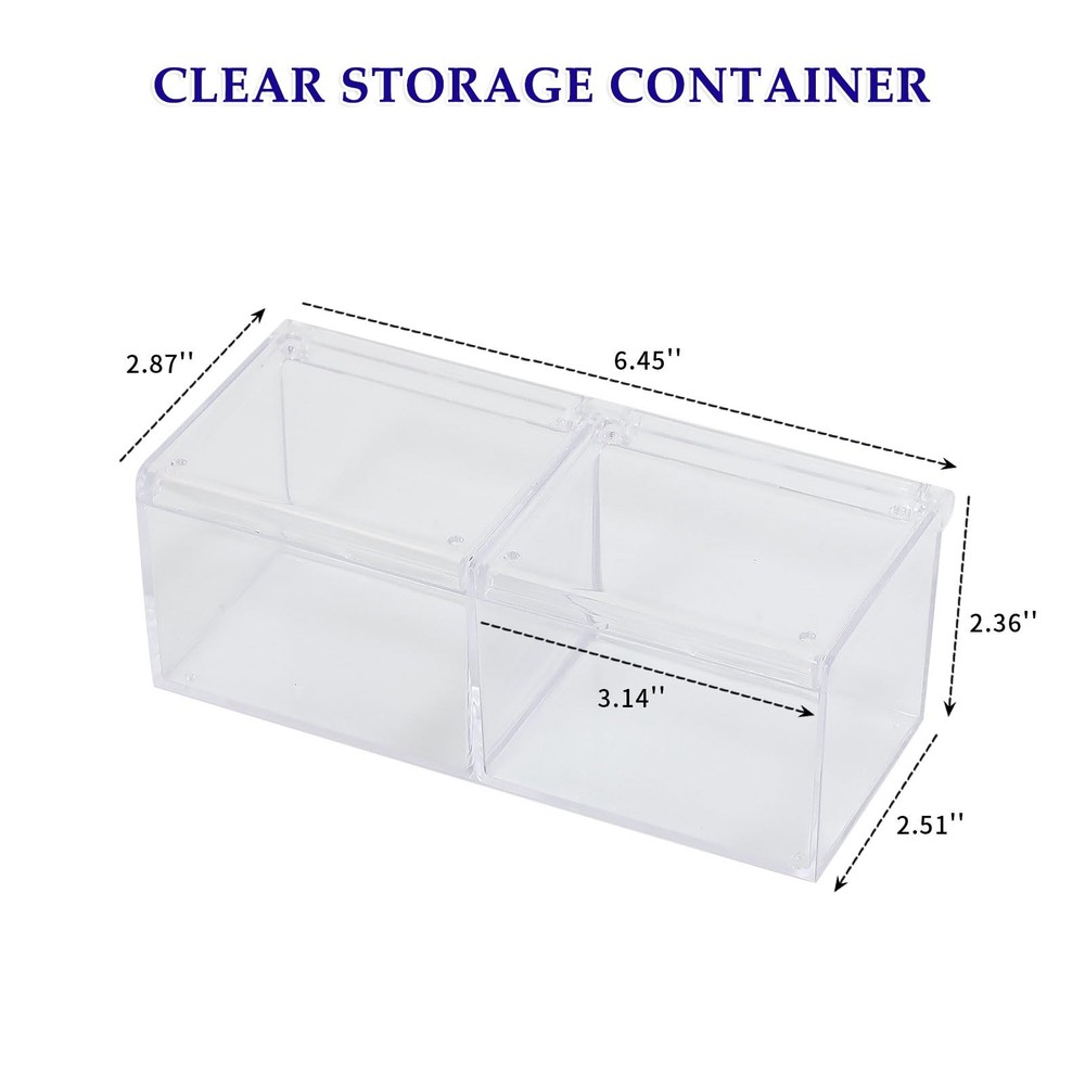 3 Pack Bathroom Canister with Divider, Plastic Vanity Drawer Storage Jars wit...