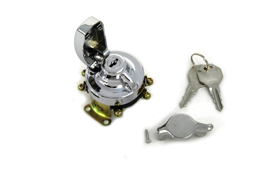 Fat Bob Ignition Switch with 6 Terminals Chrome For Harley Davidson
