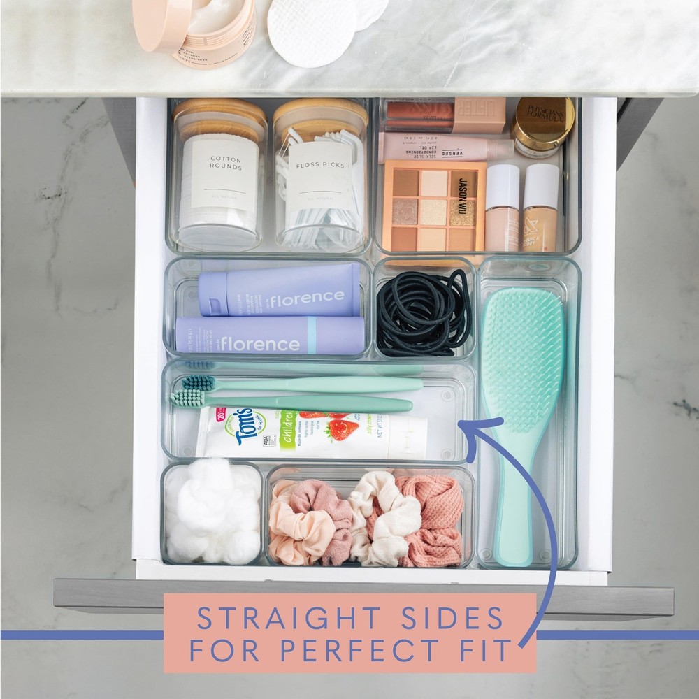 primebox Eight Piecs. Plastic Clear Drawer Organizers for Bathroom, Kitchen, ...