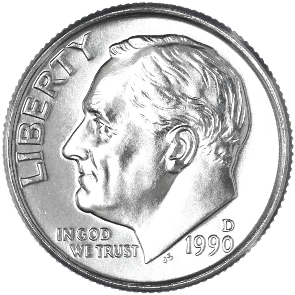 1990 D Roosevelt Dime Gem BU Coin