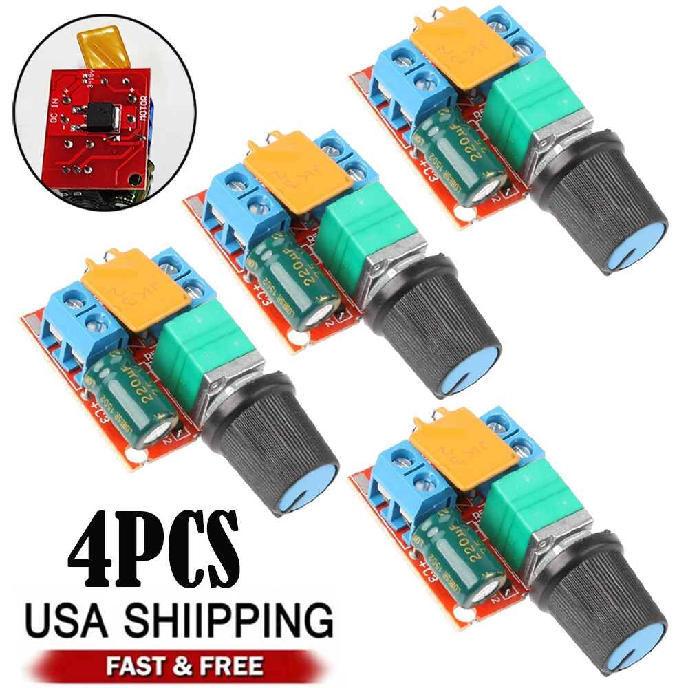 4PC Mini Dc Motor PWM Speed Controller 3v-35v Speed Control Switch LED Dimme