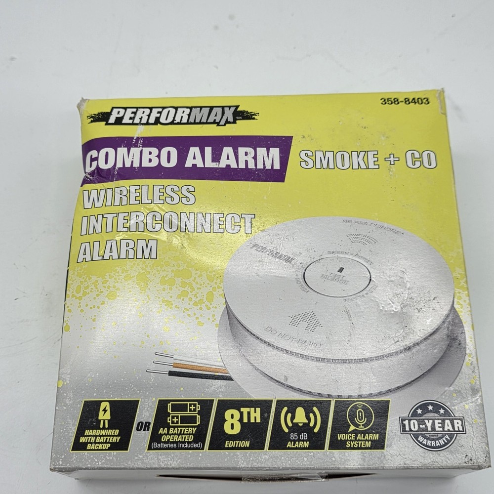 Performax Smoke & Carbon Monoxide Combo Alarm Wireless Interconnect Voice...