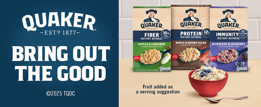 Quaker Protein Instant Oatmeal, Cinnon, Protein per Serving, Whole