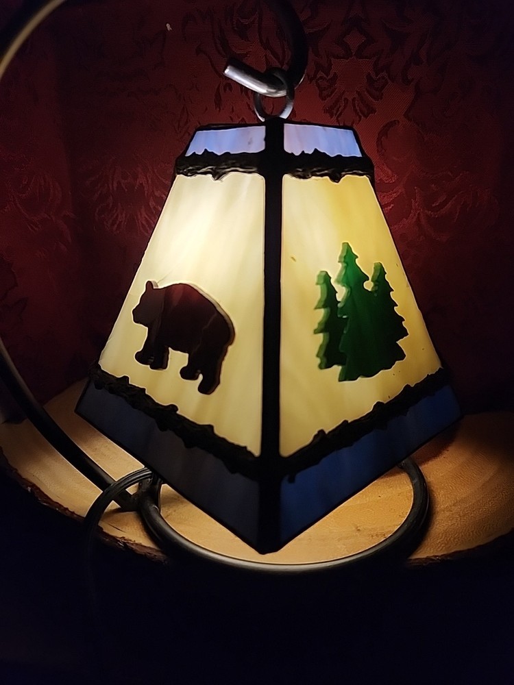 Forest Themed Stained Glass Mini Decorative Accent Night Light Read Description