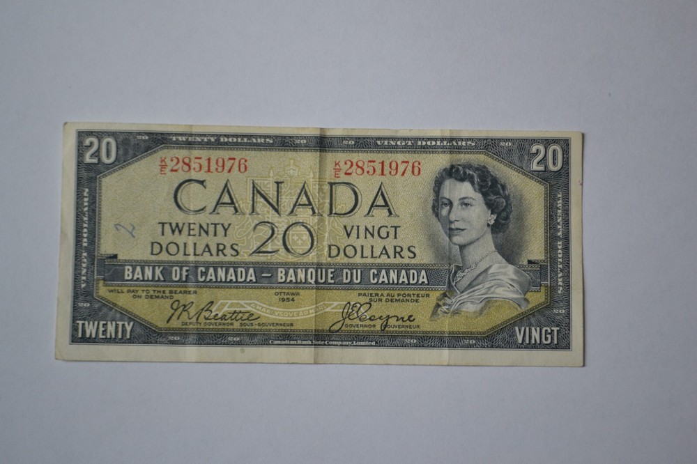 Canada 1954 $20 Twenty Dollar Bill Circulated