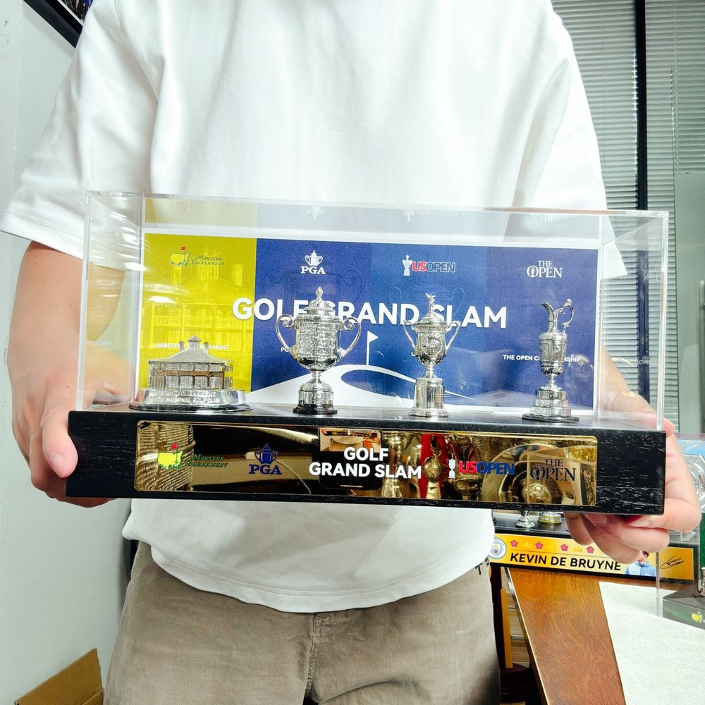 Golf Grand Slam Trophy Metal Replica 4 Trophy With Display Case