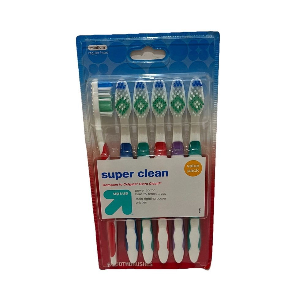Up & Up Super Clean 6Pack Medium Regular Head Toothbrushes New Seal