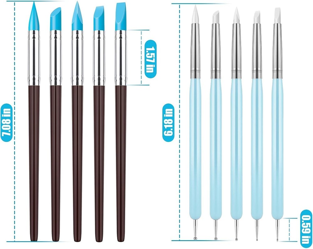 10Pcs Silicone Clay Sculpting Tool, Modeling Dotting Tool & Pottery blue