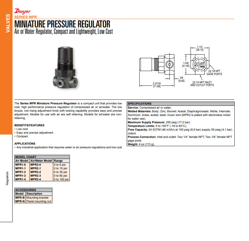 Proximity Dwyer MPR1-1 Pressure Regulator