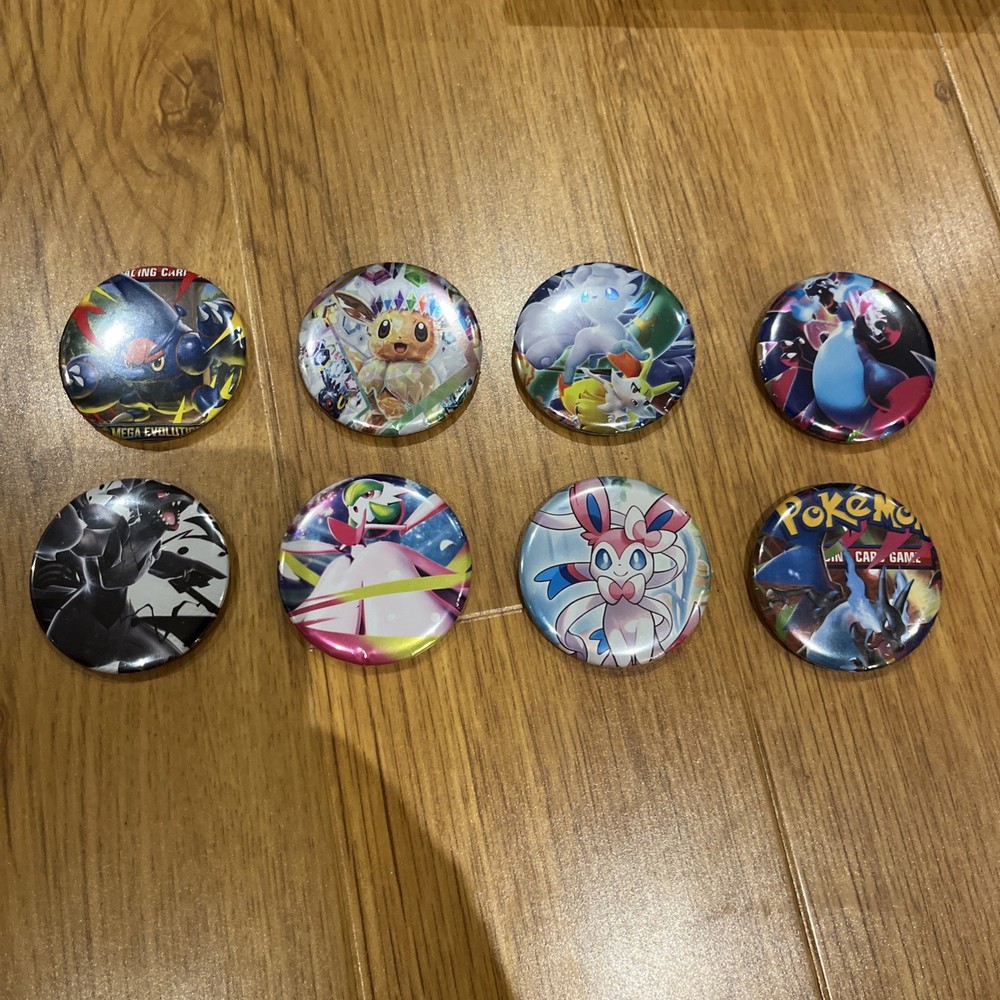 POKEMON 8 ASSORTED 2.25” Button Pin Set Handmade New