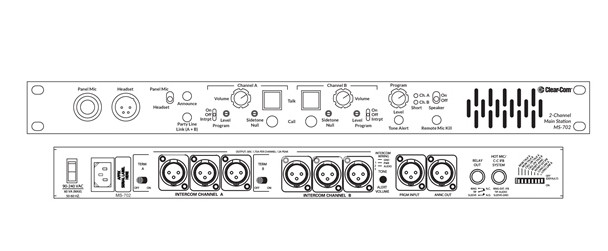 Clear-com MS-702 with 8 RS-701 belt packs