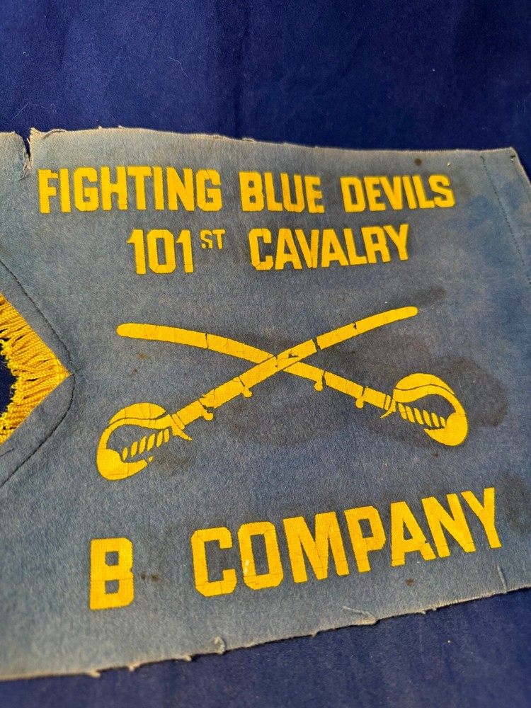 Original Post WWII Fighting Blue Devils 101st Cavalry B COMPANY Pennant