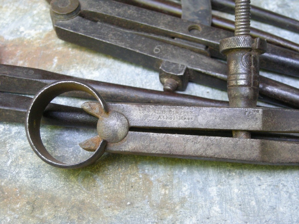 Antique 6" Compass/Caliper/Drafting Tool w/Makers Mark LOT OF 4